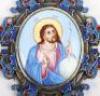 An early 20th century (1908-1926) Russian silver and enamel religious pendant / engolpion and chain, St Petersburg - 3