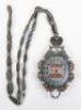 An early 20th century (1908-1926) Russian silver and enamel religious pendant / engolpion and chain, St Petersburg - 6