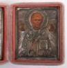 A 19th century (1882-1899) Russian silver triptych icon in travel case, Alexander Sevier, St Petersburg - 7