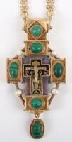 A late 19th / early 20th century silver gilt pectoral cross, possibly Nikolay Alekseyev, Moscow, marks HA and AAover1892