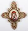 An early 20th century (1908-1926) silver gilt and enamel cross pendant, St Petersburg