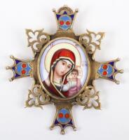 An early 20th century (1908-1926) silver gilt and enamel pectoral cross, maker AH St Petersburg