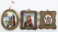 Three 19th century Russian hand painted porcelain icon pendants