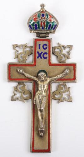 A 19th century Russian silver gilt crucifix / pectoral cross, Moscow