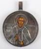 A late 19th century Russian silver icon pendant, maker IEZ (cyrilic) possibly Igor Zaviandv successors