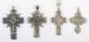 Four Russian silver and metal cross pendants - 2