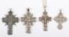 Four Russian silver and metal cross pendants - 3