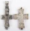 Two Russian unmarked silver colour pectoral crosses, - 2