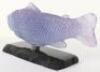 Daum pate de verre glass fish figure on stand, late 20th century, signed, - 4
