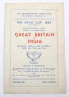 A signed Davis Cup programme of 1955 between Great Britain v India at The Northern Lawn Tennis Club in West Didsbury
