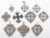 Ten Russian silver and other pendant crosses - 2