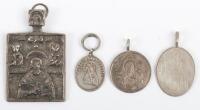 Three silver Russian import marked Saint pendants