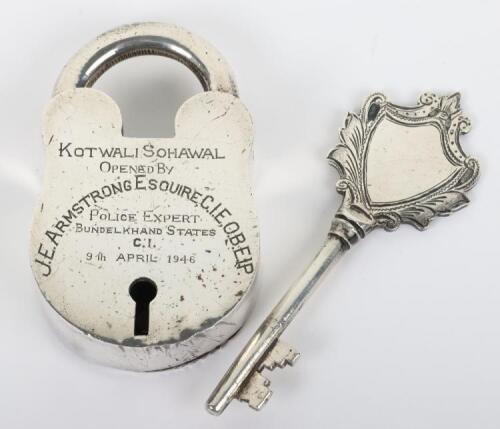 A British Colonial presentation padlock and key