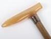 A fine early 20th century ladies walking stick, horn handle and silver collar, 76cm - 2