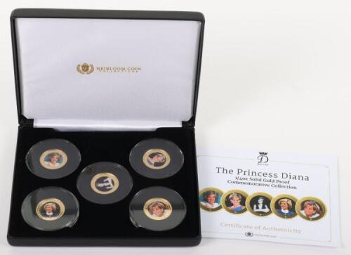 A Set of five Princess Diana 1/4oz (7.78g) 9ct gold proof coins