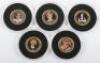 A Set of five Princess Diana 1/4oz (7.78g) 9ct gold proof coins - 2