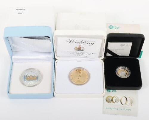 Royal Mint Royal Baby 2013 1oz (.999) coin, a Royal Wedding &pound;5 (.925 28.28g) silver coin