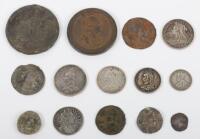 A good selection of GB coinage, including a Mary Groat (creased), William III sixpence 1696, George II sixpence 1757 (drilled), Elizabeth I 1593 sixpence