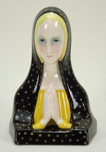 A Lenci Madonna at Prayer glazed china figurine, Italian dated 25.3.33,