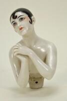 A large Dressel and Kister glazed china Pierrot half-doll,