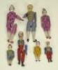Seven painted carved wooden Erzebirge jointed toy figures, German 19th century,