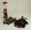 Papier-mache topsy-turvy toy and Jester jointed toy, 19th century,