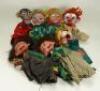 Seven Pelham Puppet Vent dolls, 1970s,