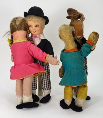 Dean’s Rag Book Rabbit and Duck cloth dancing dolls, 1920s,