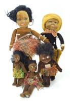 Collection of five Norah Wellings black cloth dolls, 1930s,