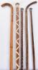 3x assorted walking sticks each with a silver top