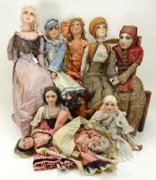 A collection of eight various cloth Boudoir dolls, 1920s,