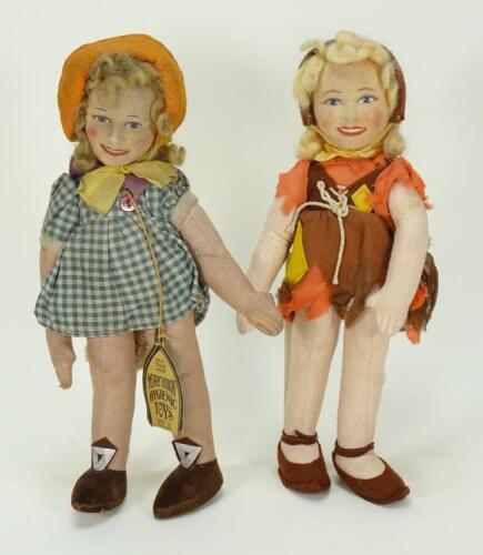 Two Merrythought Emile Littler Cinderella and Goody Two Shoes Dolls, 1930s,