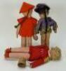 Three theatre Pantomime cloth character dolls, 1930s, - 2