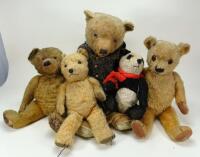 Collection of five English Teddy bears, 1930s-50s,