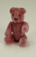 Rare miniature pink mohair Schuco Teddy bear compact, German 1920s,