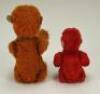 Rare miniature red mohair Schuco monkey compact, German 1920s, - 2