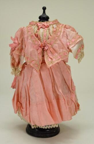 A good pink silk dress for French Bebe doll,