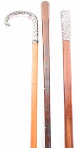 3x assorted walking sticks c.1900