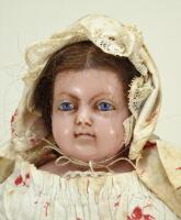 Poured wax shoulder head doll, English 1860s,