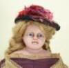 A Montanari poured wax shoulder head doll, English circa 1860