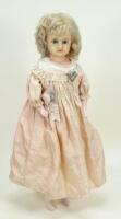 Wax over composition shoulder head doll, German circa 1890,