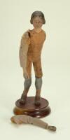 Early small carved wooden crèche figure on stand, southern European, eighteenth century,