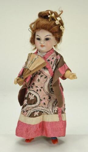 Rare miniature Simon & Halbig 1129 bisque head oriental doll, German circa 1910,