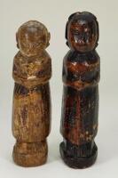 A pair of early carved Indian wooden stump dolls,