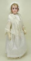 A beautiful early portrait Jumeau bisque shoulder head fashion doll, French circa 1870,