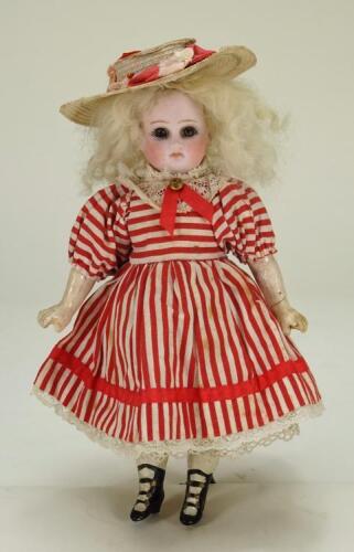 Miniature bisque head doll, German circa 1890,