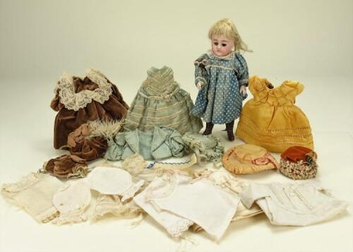 Small Simon & Halbig all-bisque doll and trousseau, German circa 1900,