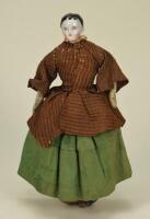 Early glazed china shoulder head doll, German circa 1840,