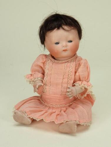 Rare E. Horsman Co wigged all-bisque baby doll, German circa 1925,