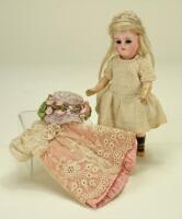 Kestner 192 miniature bisque head doll, German circa 1890,